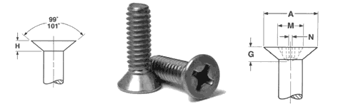 Self Tapping Flat Head Screw dimensions