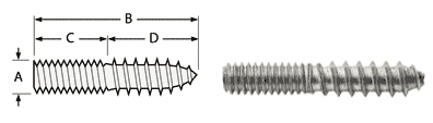 Stainless steel hanger bolts dimension