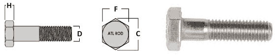 Stainless steel hex head bolts dimension