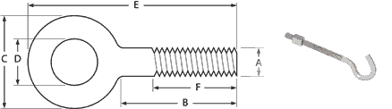 Stainless steel hook bolts dimension
