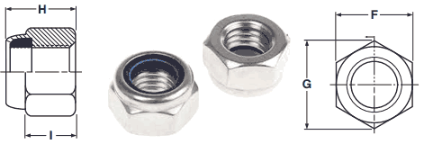 Stainless Steel Nylon Lock Nuts Dimensions