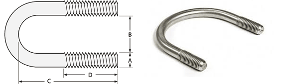Stainless steel Round Bend U-Bolt Dimensions Stainless steel Round Bend U-Bolt Dimensions